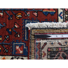 Load image into Gallery viewer, 5&#39;x10&#39;1&quot; Maroon Red, Hand Knotted, New Persian Hamadan with Geometric Anchored Medallion Design, Pure Wool, Oriental Rug FWR525168