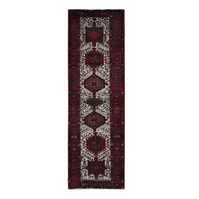 Load image into Gallery viewer, 3&#39;2&quot;x10&#39;5&quot; Crimson Red, Vintage Persian Karajeh, Pure Wool, Hand Knotted, Runner Oriental Rug FWR525186