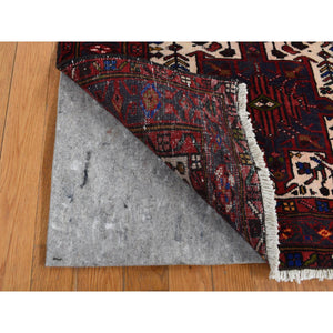 3'2"x10'5" Crimson Red, Vintage Persian Karajeh, Pure Wool, Hand Knotted, Runner Oriental Rug FWR525186