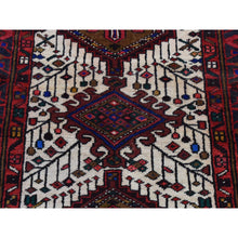 Load image into Gallery viewer, 3&#39;2&quot;x10&#39;5&quot; Crimson Red, Vintage Persian Karajeh, Pure Wool, Hand Knotted, Runner Oriental Rug FWR525186