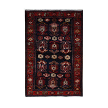 Load image into Gallery viewer, 4&#39;8&quot;x7&#39; Barn Red, Persian Malayer Repetitive Geometrical Medallions, Full Pile, Hand Knotted, Pure Wool, Oriental Rug FWR525240