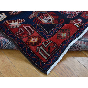 4'8"x7' Barn Red, Persian Malayer Repetitive Geometrical Medallions, Full Pile, Hand Knotted, Pure Wool, Oriental Rug FWR525240