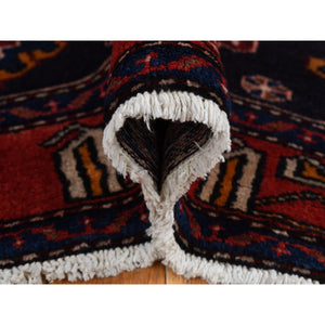 4'8"x7' Barn Red, Persian Malayer Repetitive Geometrical Medallions, Full Pile, Hand Knotted, Pure Wool, Oriental Rug FWR525240