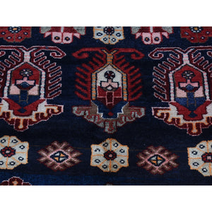 4'8"x7' Barn Red, Persian Malayer Repetitive Geometrical Medallions, Full Pile, Hand Knotted, Pure Wool, Oriental Rug FWR525240