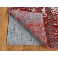 Load image into Gallery viewer, 2&#39;4&quot;x4&#39;7&quot; Maroon Red, 100% Wool, Hand Knotted, Modern Abstract Galaxy Design, Sample Mat Oriental Rug FWR525264