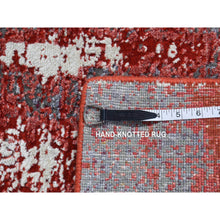 Load image into Gallery viewer, 2&#39;4&quot;x4&#39;7&quot; Maroon Red, 100% Wool, Hand Knotted, Modern Abstract Galaxy Design, Sample Mat Oriental Rug FWR525264