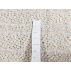 2'10"x3'2" Ivory, Modern Design, 100% Wool, Hand Loomed, Plain, Sample Mat Oriental Rug FWR525288