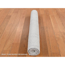 Load image into Gallery viewer, 2&#39;10&quot;x3&#39;2&quot; Ivory, Modern Design, 100% Wool, Hand Loomed, Plain, Sample Mat Oriental Rug FWR525288