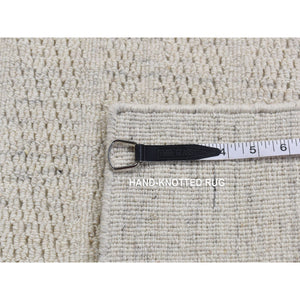 2'10"x3'2" Ivory, Modern Design, 100% Wool, Hand Loomed, Plain, Sample Mat Oriental Rug FWR525288