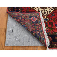 Load image into Gallery viewer, 3&#39;2&quot;x5&#39;2&quot; Carnelian Red, New Persian Hamadan Double Geometric Medallion, Pure Wool, Hand Knotted, Oriental Rug FWR525306
