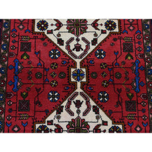 Load image into Gallery viewer, 3&#39;2&quot;x5&#39;2&quot; Carnelian Red, New Persian Hamadan Double Geometric Medallion, Pure Wool, Hand Knotted, Oriental Rug FWR525306