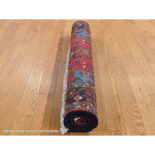 Load image into Gallery viewer, 3&#39;2&quot;x5&#39;2&quot; Carnelian Red, New Persian Hamadan Double Geometric Medallion, Pure Wool, Hand Knotted, Oriental Rug FWR525306