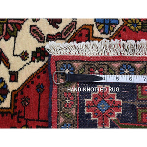 3'2"x5'2" Carnelian Red, New Persian Hamadan Double Geometric Medallion, Pure Wool, Hand Knotted, Oriental Rug FWR525306