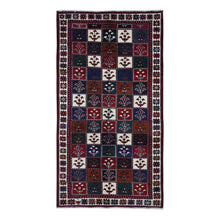 Load image into Gallery viewer, 4&#39;10&quot;x9&#39;2&quot; Carmine Red, Semi Antique Persian Bakhtiari, Garden Block Design, Pure Wool, Hand Knotted, Oriental Rug FWR525312
