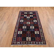Load image into Gallery viewer, 4&#39;10&quot;x9&#39;2&quot; Carmine Red, Semi Antique Persian Bakhtiari, Garden Block Design, Pure Wool, Hand Knotted, Oriental Rug FWR525312