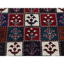 Load image into Gallery viewer, 4&#39;10&quot;x9&#39;2&quot; Carmine Red, Semi Antique Persian Bakhtiari, Garden Block Design, Pure Wool, Hand Knotted, Oriental Rug FWR525312