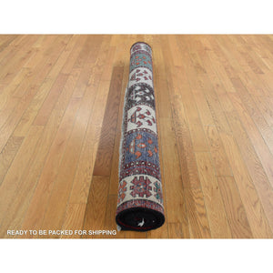 4'10"x9'2" Carmine Red, Semi Antique Persian Bakhtiari, Garden Block Design, Pure Wool, Hand Knotted, Oriental Rug FWR525312