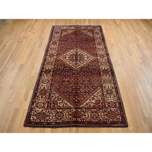 5'3"x11' Fire Brick Red, New Persian Bakhtiari, Pure Wool, Hand Knotted, Gallery Size Runner Oriental Rug FWR525354