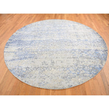 Load image into Gallery viewer, 9&#39;x9&#39; Little Boy Blue, Broken Mosaic Design, Wool And Silk, Hand Knotted, Round Oriental Rug FWR525408