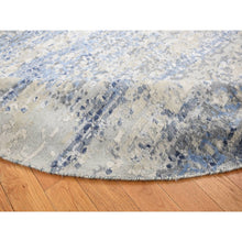 Load image into Gallery viewer, 9&#39;x9&#39; Little Boy Blue, Broken Mosaic Design, Wool and Silk, Hand Knotted, Round Oriental Rug FWR525408