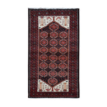 Load image into Gallery viewer, 3&#39;10&quot;x7&#39;1&quot; Prismatic Red, Vintage Persian with Peacocks Design, Clean with No Wear, Pure Wool, Hand Knotted, Oriental Rug FWR525432