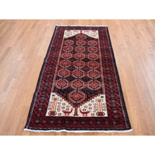 Load image into Gallery viewer, 3&#39;10&quot;x7&#39;1&quot; Prismatic Red, Vintage Persian with Peacocks Design, Clean with No Wear, Pure Wool, Hand Knotted, Oriental Rug FWR525432