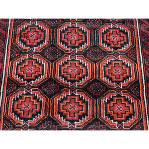 3'10"x7'1" Prismatic Red, Vintage Persian with Peacocks Design, Clean with No Wear, Pure Wool, Hand Knotted, Oriental Rug FWR525432