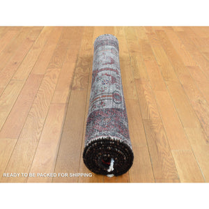 3'10"x7'1" Prismatic Red, Vintage Persian with Peacocks Design, Clean with No Wear, Pure Wool, Hand Knotted, Oriental Rug FWR525432