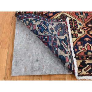 5'x6'9" Persian Red, Vintage Persian Bakhtiar with Diamonds Shaped Garden Design, Full Pile and Clean, Hand Knotted, Oriental Rug FWR525456