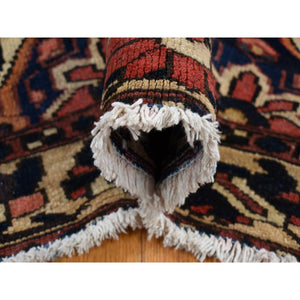 5'x6'9" Persian Red, Vintage Persian Bakhtiar with Diamonds Shaped Garden Design, Full Pile and Clean, Hand Knotted, Oriental Rug FWR525456