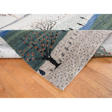 Load image into Gallery viewer, 10&#39;x14&#39; Ivory, Hand Knotted, Persian Folk Art Gabbeh, Scenery, Tree And Desert Design, Thick And Plush, Pure Wool, Oriental Rug FWR525474