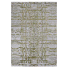Load image into Gallery viewer, 9&#39;9&quot;x14&#39;2&quot; Flint Gray, Modern Fine Jacquard Hand Loomed, Criss Cross Design, Wool and Silk, Oriental Rug FWR525480