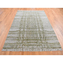 Load image into Gallery viewer, 9&#39;9&quot;x14&#39;2&quot; Flint Gray, Modern Fine Jacquard Hand Loomed, Criss Cross Design, Wool And Silk, Oriental Rug FWR525480