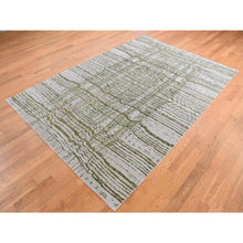 Load image into Gallery viewer, 9&#39;9&quot;x14&#39;2&quot; Flint Gray, Modern Fine Jacquard Hand Loomed, Criss Cross Design, Wool And Silk, Oriental Rug FWR525480
