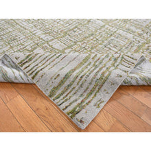 Load image into Gallery viewer, 9&#39;9&quot;x14&#39;2&quot; Flint Gray, Modern Fine Jacquard Hand Loomed, Criss Cross Design, Wool and Silk, Oriental Rug FWR525480