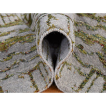 Load image into Gallery viewer, 9&#39;9&quot;x14&#39;2&quot; Flint Gray, Modern Fine Jacquard Hand Loomed, Criss Cross Design, Wool And Silk, Oriental Rug FWR525480