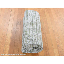 Load image into Gallery viewer, 9&#39;9&quot;x14&#39;2&quot; Flint Gray, Modern Fine Jacquard Hand Loomed, Criss Cross Design, Wool and Silk, Oriental Rug FWR525480