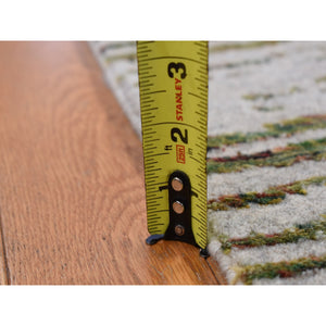 9'9"x14'2" Flint Gray, Modern Fine Jacquard Hand Loomed, Criss Cross Design, Wool and Silk, Oriental Rug FWR525480