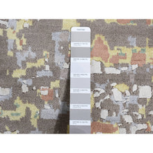 Load image into Gallery viewer, 10&#39;x14&#39;1&quot; Laid Back Gray, Wool And Real Silk, Broken And Erased Roman Mosaic Design, Hand Knotted, Oriental Rug FWR525486