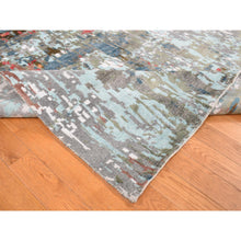 Load image into Gallery viewer, 9&#39;10&quot;x13&#39;8&quot; Cloud Gray, Abstract Design, Wool And Silk, Hand Knotted, Oriental Rug FWR525498