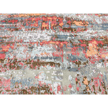 Load image into Gallery viewer, 9&#39;10&quot;x13&#39;8&quot; Cloud Gray, Abstract Design, Wool And Silk, Hand Knotted, Oriental Rug FWR525498