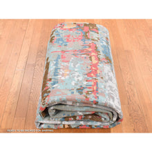 Load image into Gallery viewer, 9&#39;10&quot;x13&#39;8&quot; Cloud Gray, Abstract Design, Wool And Silk, Hand Knotted, Oriental Rug FWR525498