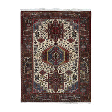 Load image into Gallery viewer, 5&#39;1&quot;x6&#39;7&quot; Ivory, Persian Karajeh, Hand Knotted, Pure Wool, Oriental Rug FWR525510