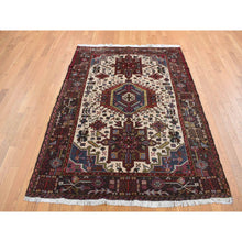 Load image into Gallery viewer, 5&#39;1&quot;x6&#39;7&quot; Ivory, Persian Karajeh, Hand Knotted, Pure Wool, Oriental Rug FWR525510