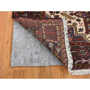 5'1"x6'7" Ivory, Persian Karajeh, Hand Knotted, Pure Wool, Oriental Rug FWR525510