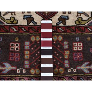 5'1"x6'7" Ivory, Persian Karajeh, Hand Knotted, Pure Wool, Oriental Rug FWR525510