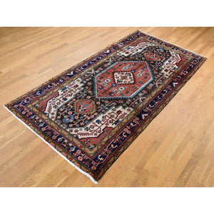 5'x10'3" Fire Brick Red, Vintage Persian Mosel, Geometric Medallion, Pure Wool, Hand Knotted, Wide and Long, Oriental Rug FWR525546