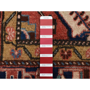 5'x10'3" Fire Brick Red, Vintage Persian Mosel, Geometric Medallion, Pure Wool, Hand Knotted, Wide and Long, Oriental Rug FWR525546