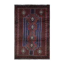 Load image into Gallery viewer, 6&#39;8&quot;x10&#39;5&quot; Persian Red, New Persian Senneh, Repetitive Peacock Design, Pure Wool, Full Pile, Hand Knotted, Oriental Rug FWR525558