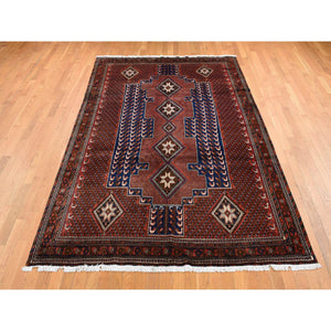 6'8"x10'5" Persian Red, New Persian Senneh, Repetitive Peacock Design, Pure Wool, Full Pile, Hand Knotted, Oriental Rug FWR525558